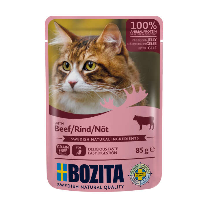 BOZITA Katzen-Nassfutter Häppchen in Gelee Rind